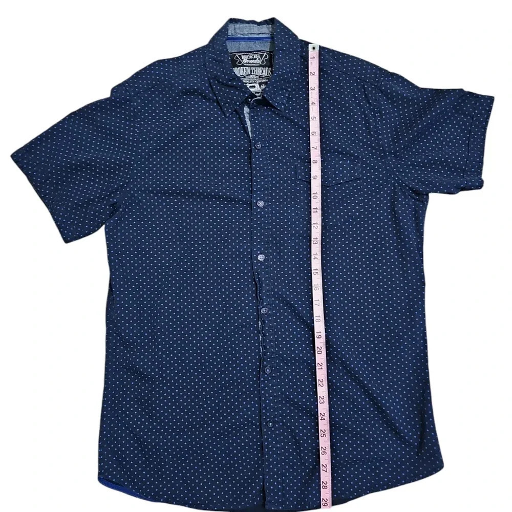 Broken Threads Large Blue Polka Dot Button Down Shirt Classic Casual Preppy Work - Picture 6 of 6